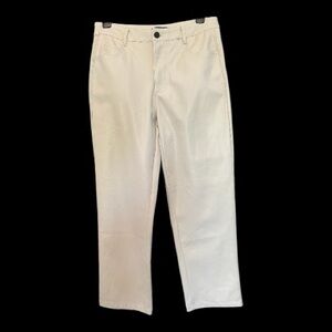 ✨ EUC MIOU MUSE Cream Faux Leather High Rise Straight Biker Pants | Women’s Sz M